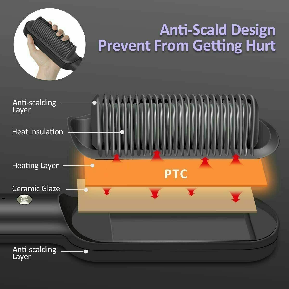 2-in-1 Hair Straightening Brush