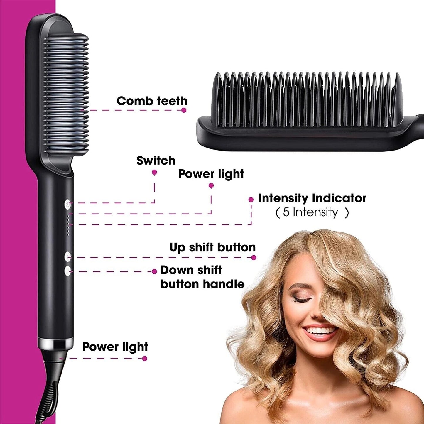 2-in-1 Hair Straightening Brush