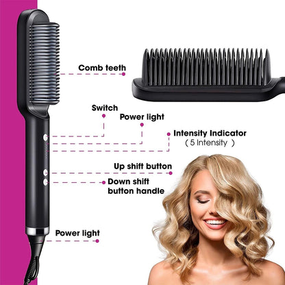 2-in-1 Hair Straightening Brush