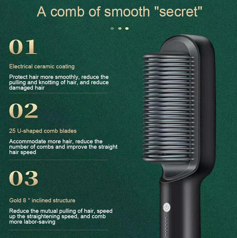 2-in-1 Hair Straightening Brush
