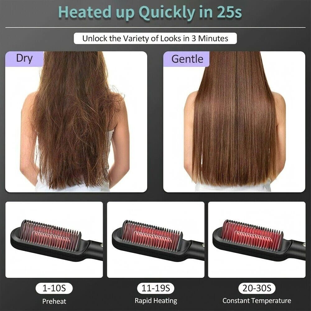 2-in-1 Hair Straightening Brush