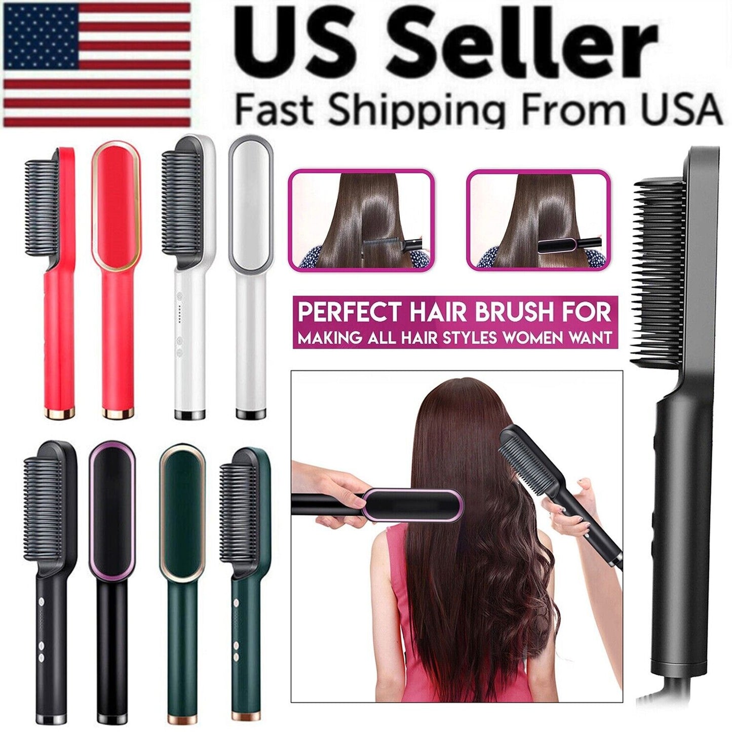 2-in-1 Hair Straightening Brush