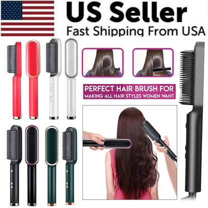 2-in-1 Hair Straightening Brush
